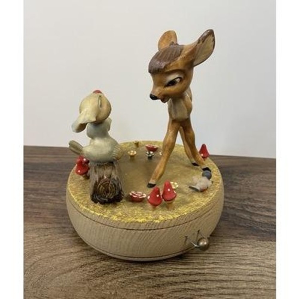 Anri Disney Bambi & Thumper Carved Wood Music Box Hi Lilli Hi Lo WORKS VIDEO - Picture 6 of 12
